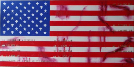 WHY ? huile sur toile, 60 x 120, février 2016, fusillades en masse aux Etats-Unis.