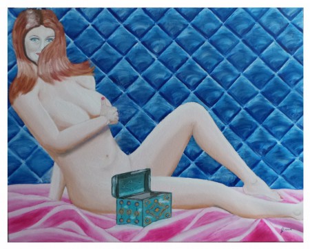 La femme aux bijoux cachés : huile sur toile, 70  x 90, janvier 2017