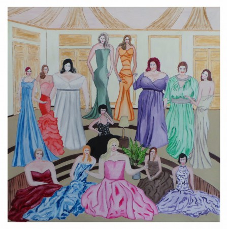 Le bal des débutantes : huile sur toile, 90 x 90, janvier 2017