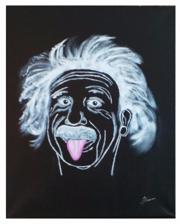 EINSTEIN : huile et acrylique sur toile, 50 x 40, janvier 2017