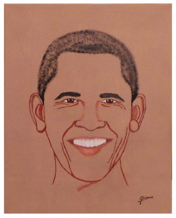 OBAMA Barack : huile et acrylique sur toile, 50 x 40, janvier 2017