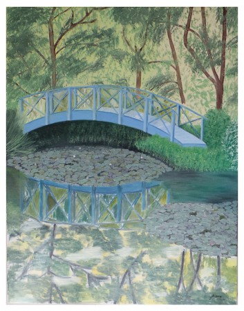LE PETIT PONT BLEU : huile sur toile, 90 cm x 70 cm, février 2016