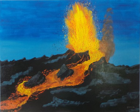 LE VOLCAN : acrylique sur toile : 80 cm x 100 cm, février 2015