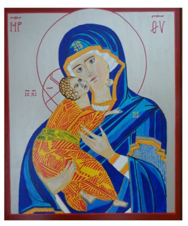 LA VIERGE ET L'ENFANT : acrylique sur toile, 60 cm x 50 cm, mai 2013 