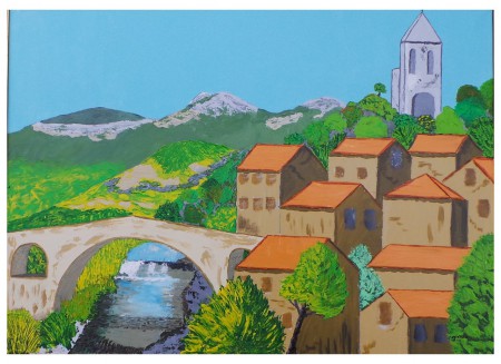 OLARGUES : acrylique sur toile, 50 cm x 70 cm, novembre 2015