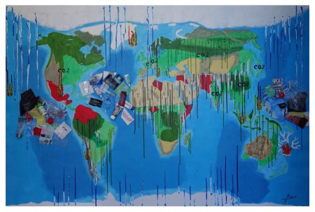 LA TERRE PLEURE : acrylique sur toile, 100 cm x 150 cm, février 2019