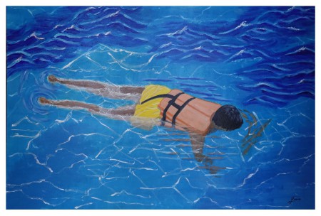 EXODE INFERNAL : acrylique sur toile, 100 cm x 150 cm, février 2019